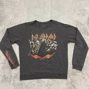 Def Leppard Shirt Mens Medium M Gray Long Sleeve Graphic Raglan Rock Band Tee